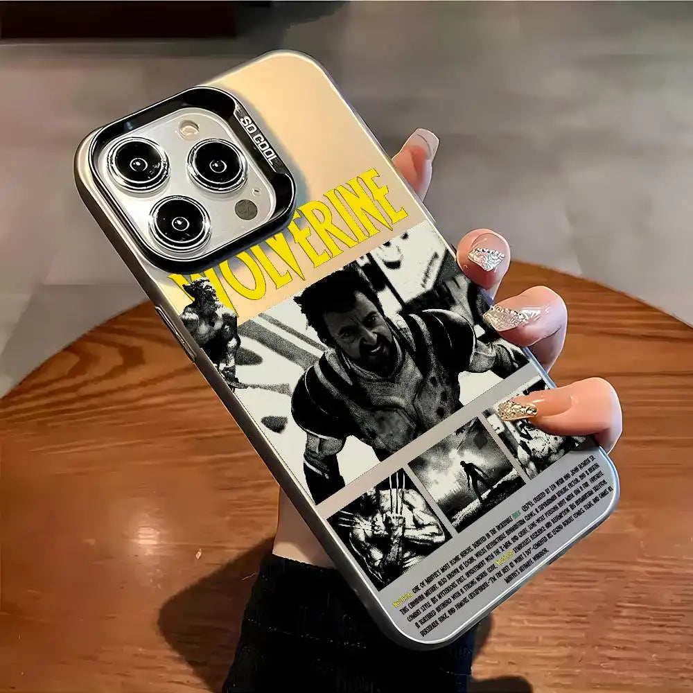 Fashion Wolverine Comic Phone Case For IPhone 16 15 14 13 12 11 Plus Pro Max Multicolor Aurora Laser Shockproof Funda Cover