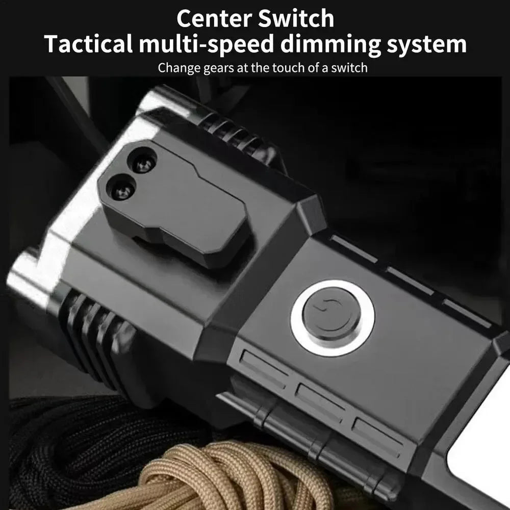 Tactical Flashlight 10000 Lumens - Telescopic Self Defense Baton with Stun Gun & USB-C Fast Charging (IPX7)