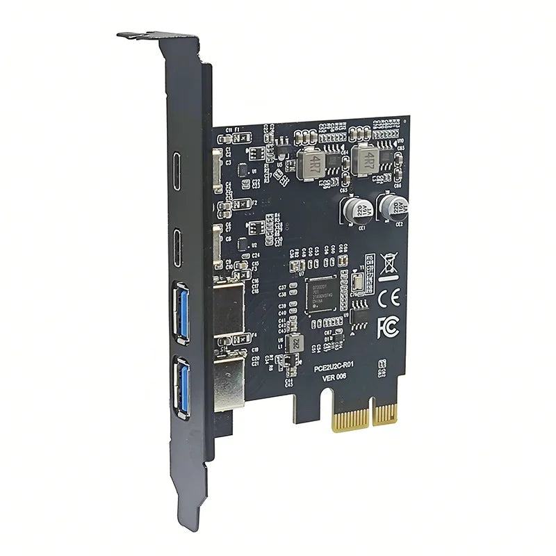 PCI Express X1 to 2 Port Type C + 2 Port USB3.2 Gen1 5Gbps Expansion Card Adapter D7020201 Chip PCIE USB Card PCIE-E USB 3.2 HUB
