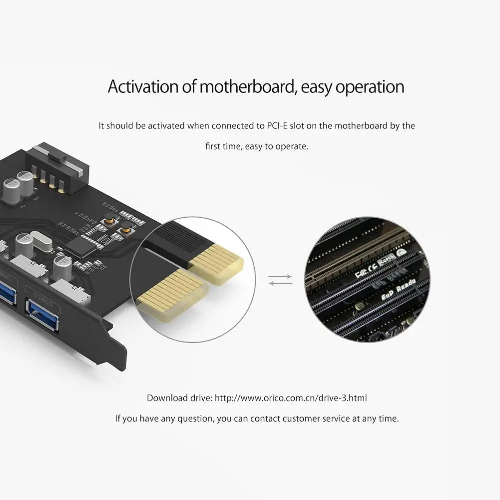 ORICO SuperSpeed 4 Port USB 3.0 PCI-E Express Card PCIE to 5Gbps 4 Port USB 3.0 PCI Express Expansion Card Adapter for Computer