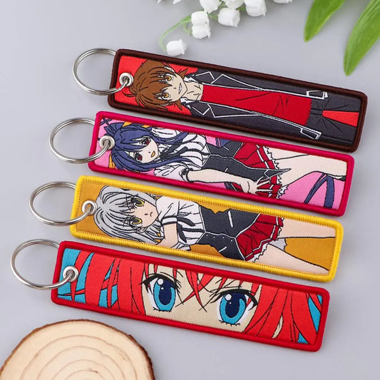 Japanese Anime Embroidered Keychain for Car Keys Keychains Women Keyring Men Original Fashion Jewelry Anime Accessories