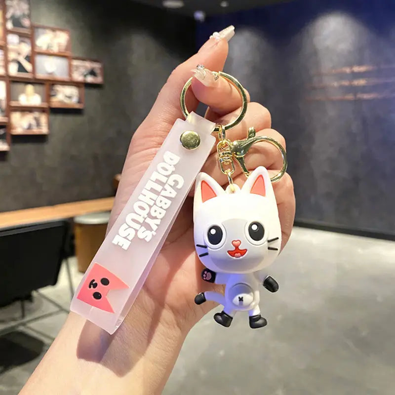 Kawaii Gabby Dollhouses Girl Cute Keychain Kids Cartoon PVC Keyring Children Anime Key Chain Backpack Pendant Birthday Gift 2025