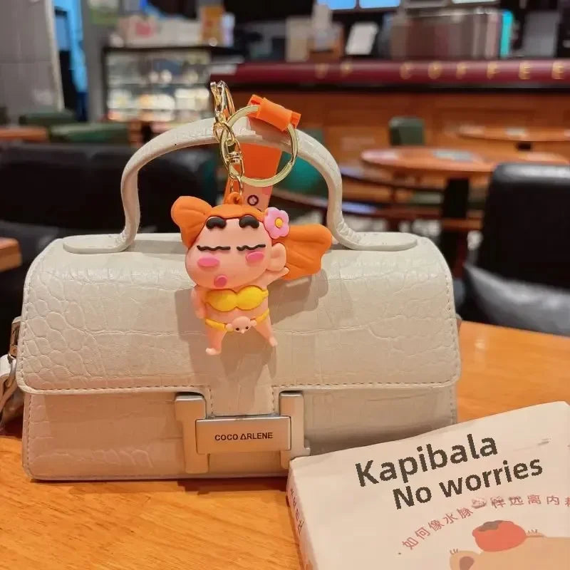 Cartoon Crayon Shinchan PVC Keychain Cute Transformation Doll Bag Pendant Gift Keychain Collectible Toys Backpack Decoration