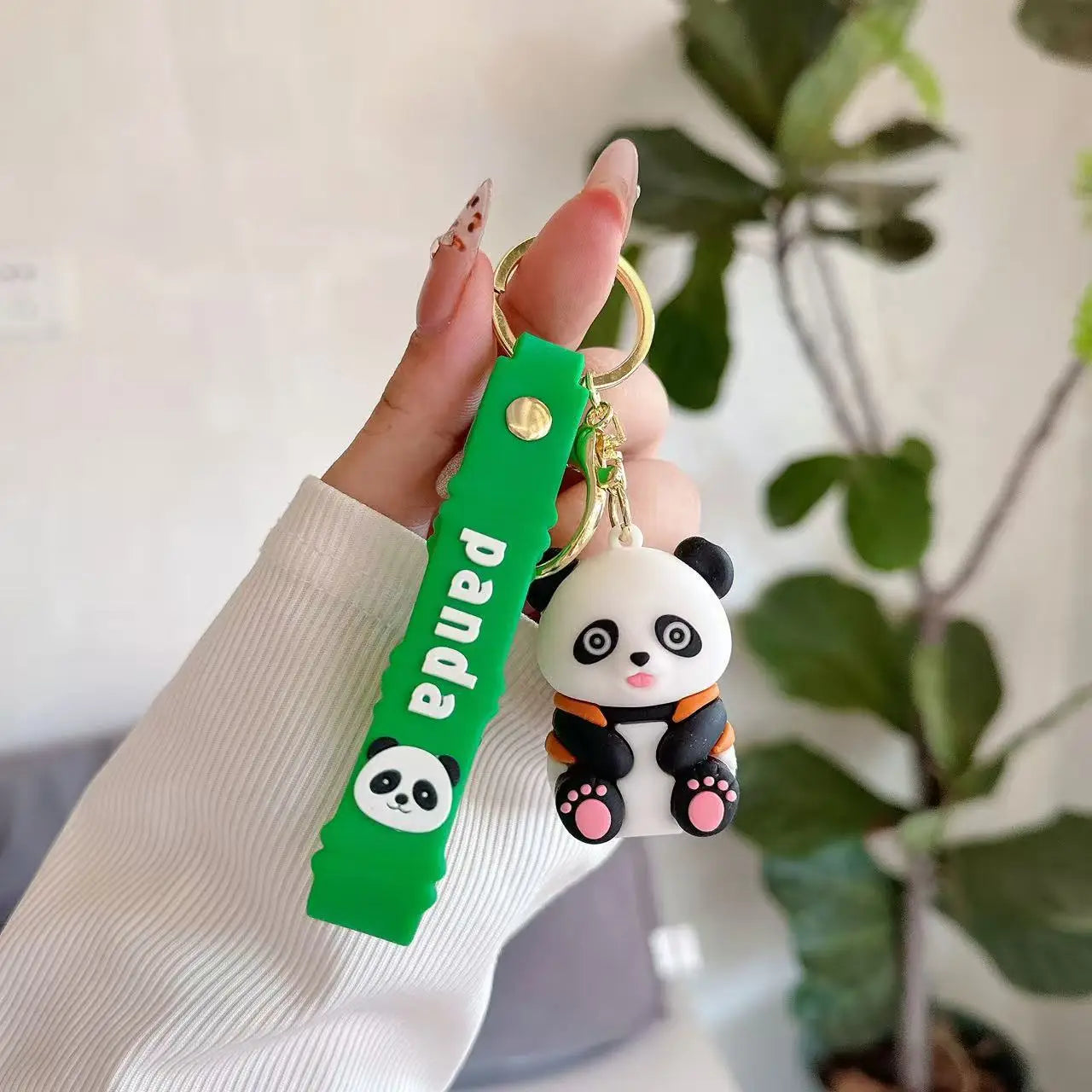 Cute Panda Keychain PVC Cartoon Keyring Creative Gift for Students Backpack Accessories