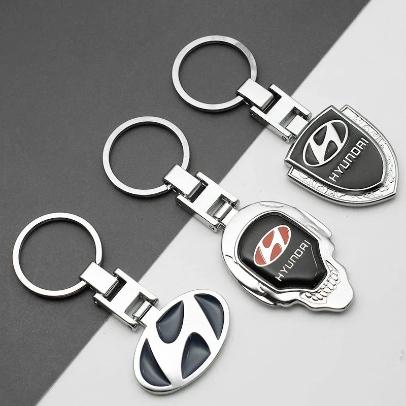 Metal/Leather Car Keychain Badge Emblem For Hyundai Elantra Kona i10 i20 i30 ix25 ix35 Tucson N Line Key Chain Rings Accessories