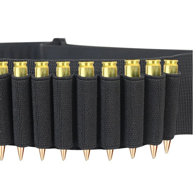 Tactical 50-Rounds Rifle Bullet Cartridge Bandolier Ammo Belt Sling with 2-Round Bullet Holder Patch for 308 Cal. 30-30 30-06
