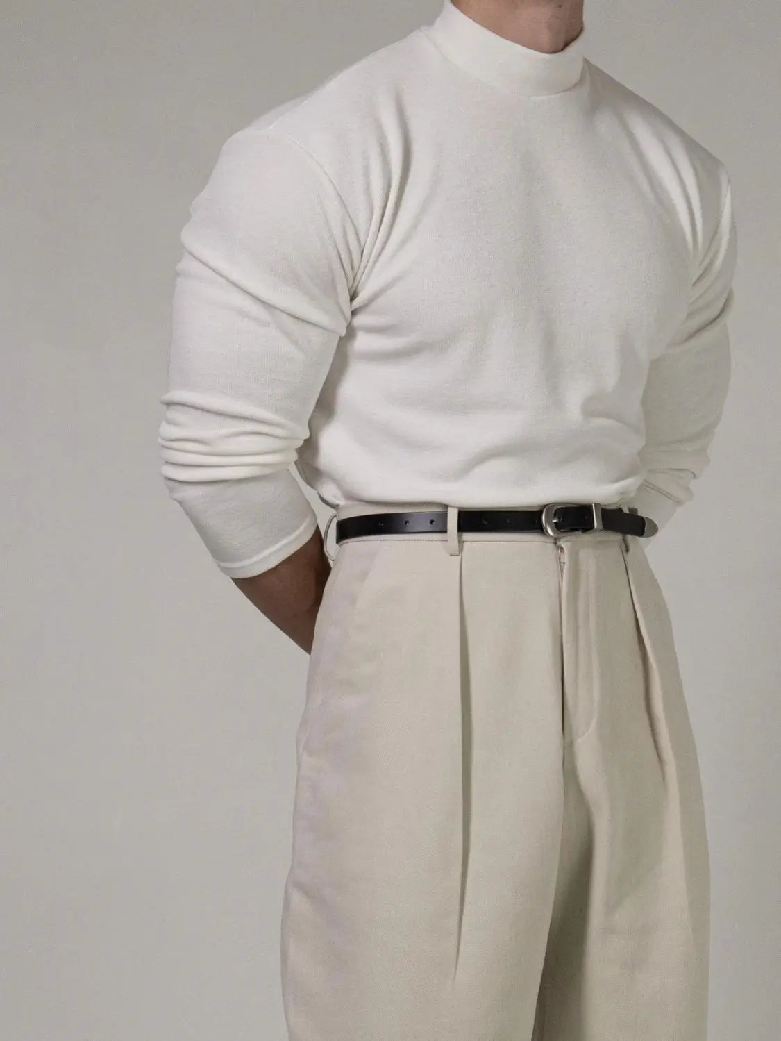 Fitness T-shirt Men's Clothes Spring Autumn Training Suit Threaded Turtleneck Slim Fit Sports Quick Dry Breathable Long Sleeves