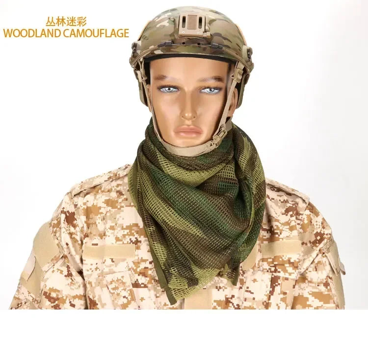 Tactical Camouflage Netting Mesh Net Camo Scarf for Outdoor Sport Hunting Shooting Wild Photography Sniper Camo Mesh Scarves