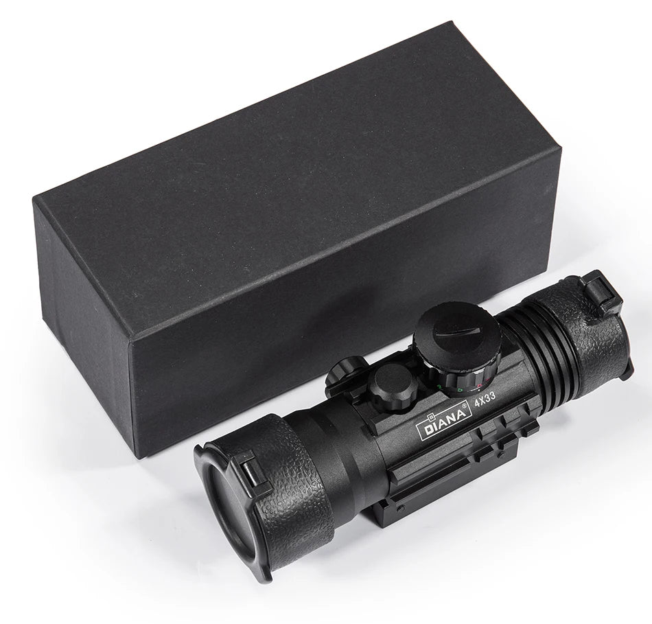 DIANA 4X33 Red and Green Dot Scope Tactical Optical Rifle Scope with rails for 11 / 20mm Orbital Rifle Scope