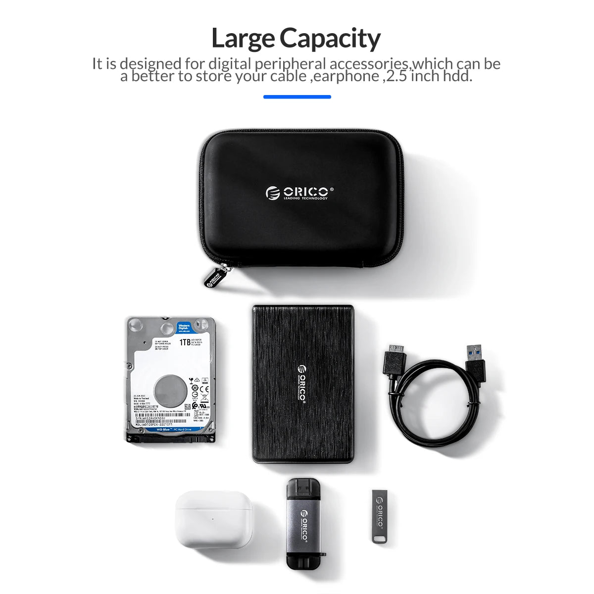 ORICO 2.5 Inch HDD Box Protection Package Portable Hard Drive Bag for External Portable hdd box case storage Bag Blue/Red/Black