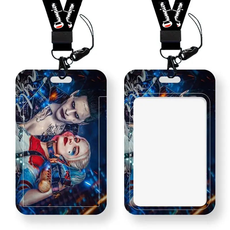 DC Joker Harley Quinn Anime Movie Periphery Student Campus Card Cover Creative Cartoon Lanyard Work Card Protective Cover Gifts