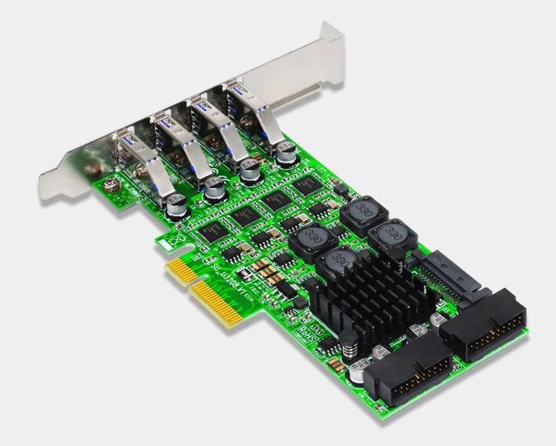 PCI Express USB 3.0 Expansion Card PCI-E X4 to 4 Port USB 3.0 + 2x 19Pin Header SATA Power Supply PCIE USB3.0 Controller Adapter