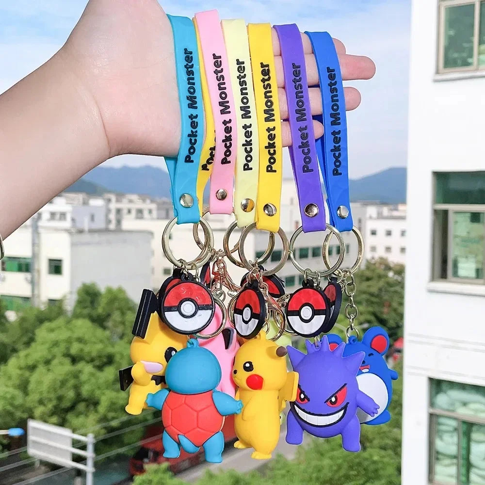 New Pokemon Pikachu Keychain Anime Cartoon Key--Chain Charmander Psyduck Fashion Keyring Pendant Accessories Toys--Kids Gifts