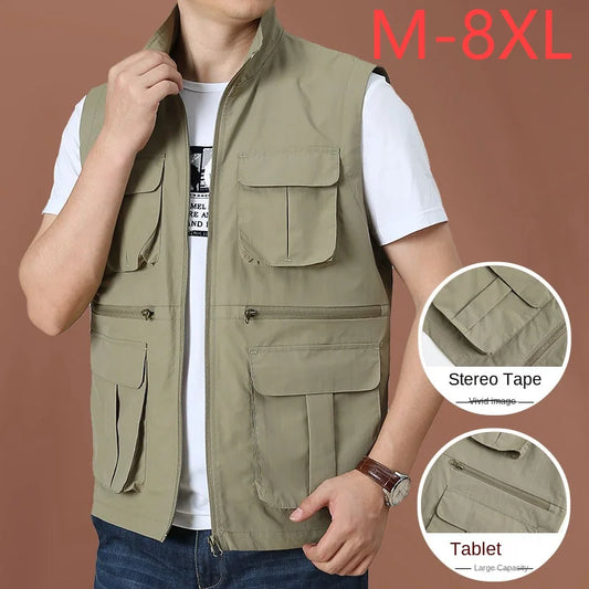 Tactical Vest For Men Golf Hunting Large Size Men's Camping Sleeveless Jacket Multi-pocket Work Padded Luxury MAN Clothing Denim