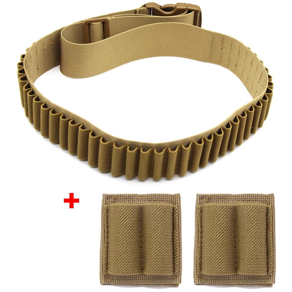 Tactical 50-Rounds Rifle Bullet Cartridge Bandolier Ammo Belt Sling with 2-Round Bullet Holder Patch for 308 Cal. 30-30 30-06