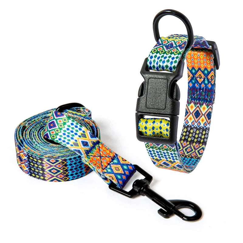 Pet Collar and Leash Set for Small Medium Large Dog Walking Collars Bohemia Style Puppy Cat Collar Pet Supplies Buldog Chihuahua