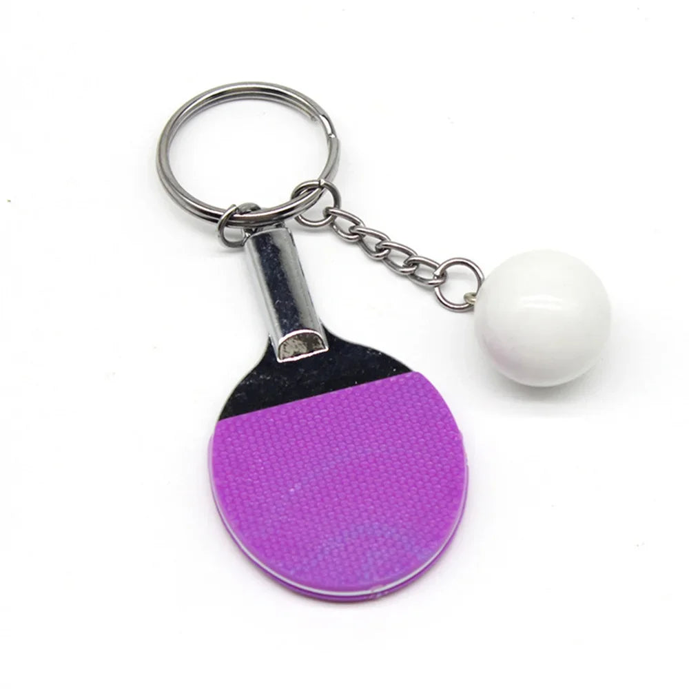Fashion Simulation Table Tennis Keychain PVC Creative Mini Ping Pong Key Ring Backpack Pendant Car Accessories Sports Club Gift