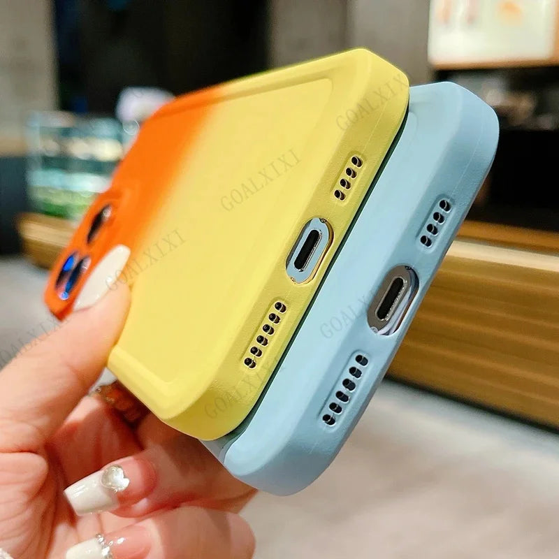 Antiskid cases silicone phone cases for iPhone 16 15 14 13 12 11 pro 8p 7p max plus mini ip16 16pro pls case gradient soft cover