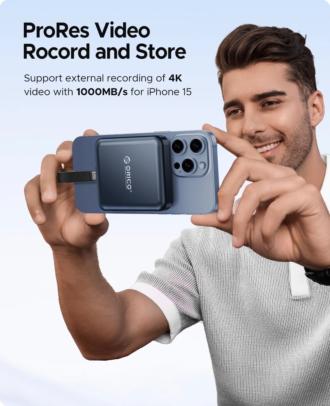 ORICO 1TB Magnetic External SSD, 4K ProRes HDR Record and Store, 2000MB/s Stable Transmission and Storage, Portable Solid State