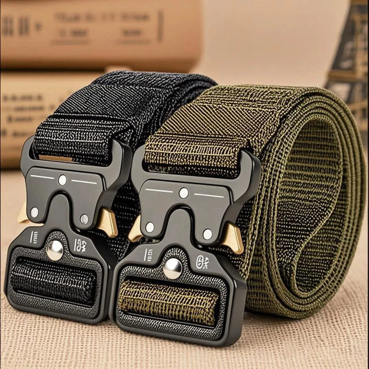 Tactical Belt for Men Outdoor Survival Military Combat Belt Heavy-Duty Nylon Webbing with Quick-Release Buckle EDC Hunting Gear
