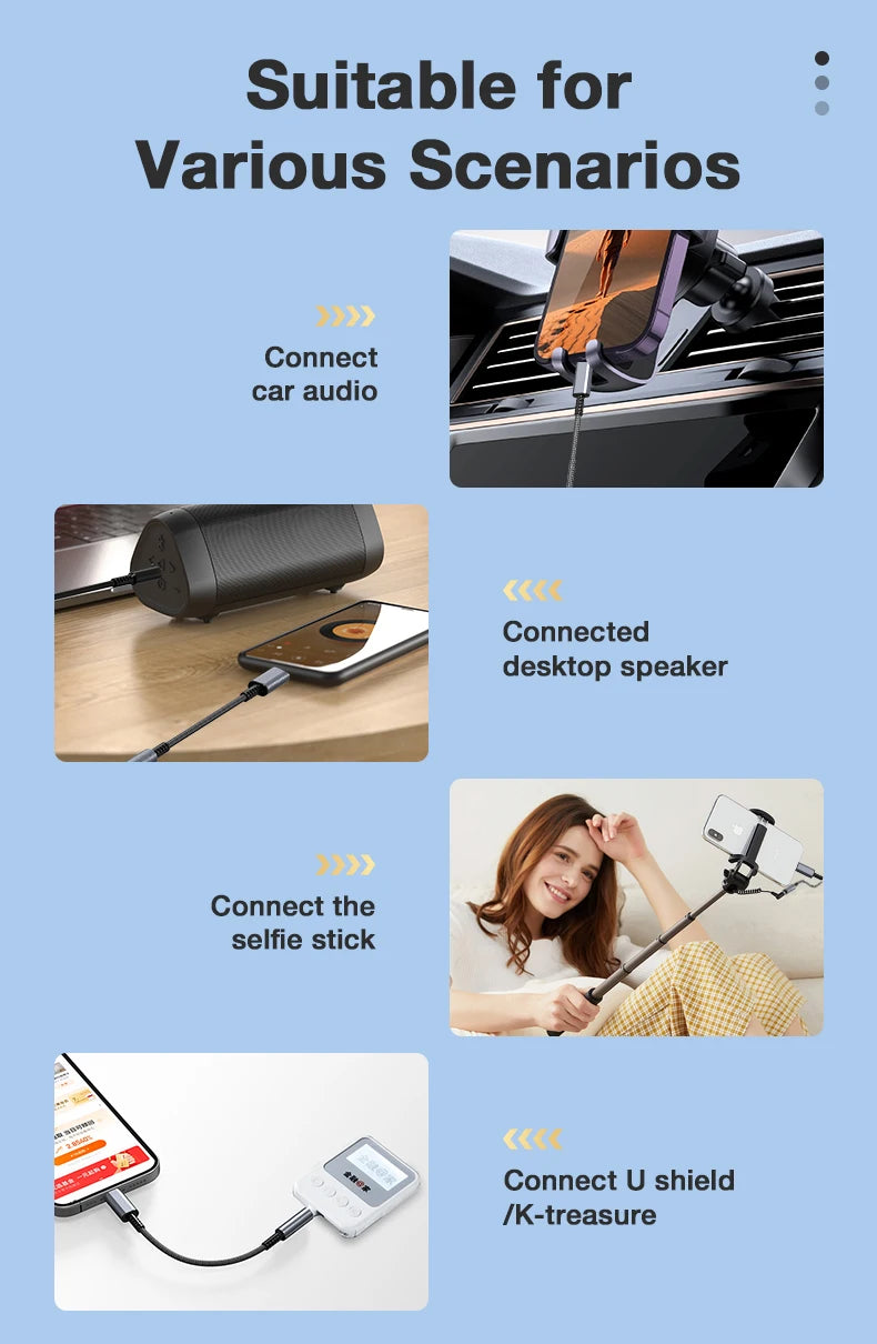 Type C to 3.5mm Audio Jack Adapter USB C to 3.5mm Headset/Microphone USB C to 3.5 Jack Adapter External Stereo Sound Card For PC