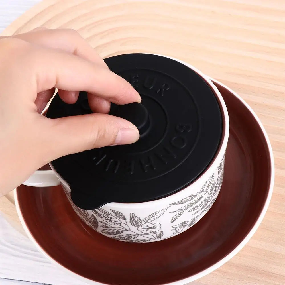 Mugs Lid With Convex Handle Silicone Glass Cup Cover Dustproof Heat-Resistant Cup Lid Universal Round Mug Sealed Cap Pantry