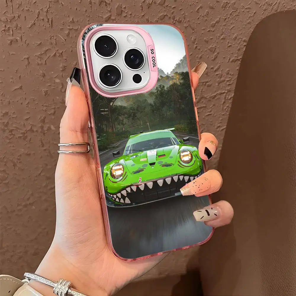 1PC Artistic Luxury Cars Phone Case For IPhone 17 17Air 16 15 14 13 12 11 Pro Max Plus Colorful Silver