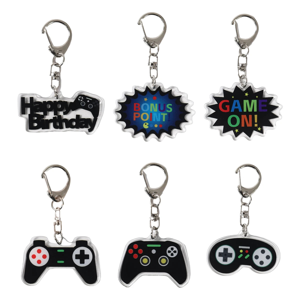 6Pcs Cute GamePad PVC Keychain Video Game on Theme Backpack Pendant for Boys Kids Birthday Game Night Party Favors Party Fillers