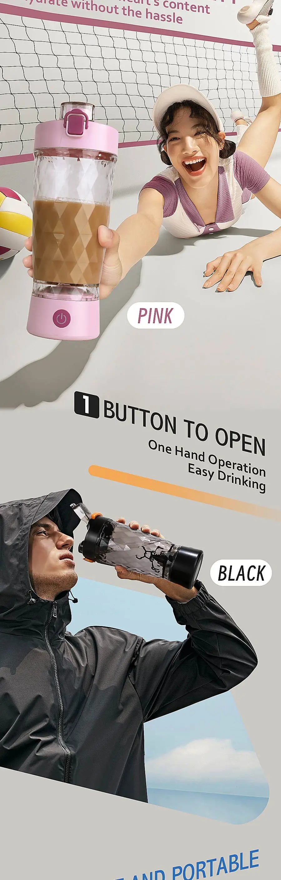 650ml Electric Protein Shaker Cup Automatic Mixer for Milk Coffee Compact Blender Bottle with Fitness Use for Gym And Outdoor