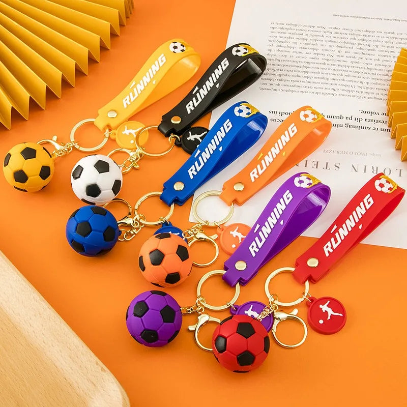 1 piece cartoon football keychain made of PVC material cute sports meeting commemorative gift car backpack pendant wholesale