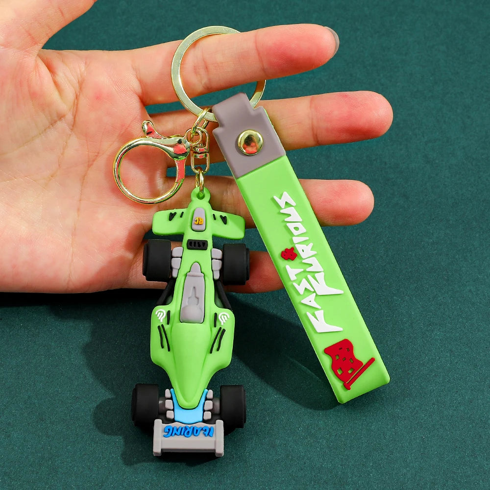 Formula Racing Car PVC Keychain, F1 Style Keychain Soft Rubber Key Ring, Motorsport Keychain for Men Women Racing Enthusiasts