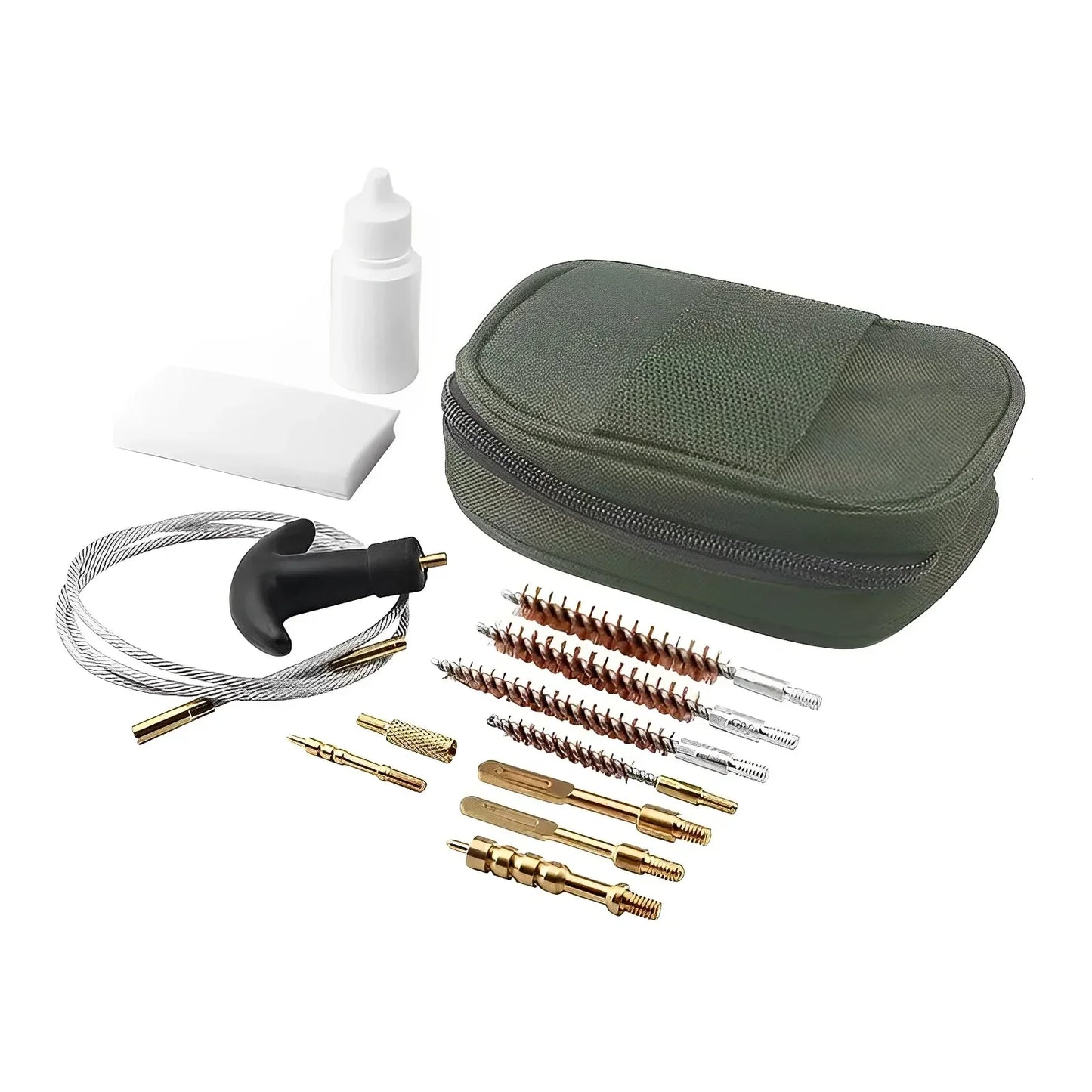 Tactical .177 .17cal .30cal .270 / 8 .280cal 22LR .22 Gun Cleaning Kit With Brass Jag Slotted Patch Loops Flexible Rod And Pouch