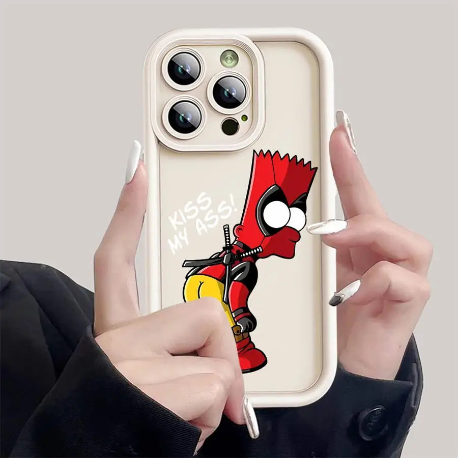 Funny Cartoon SimpsonS Phone Case for iPhone 15ProMax 13 Mini 12 Pro 16 11 Pro SE XS Max 8 7 XR 14 Plus Soft Cover Luxury