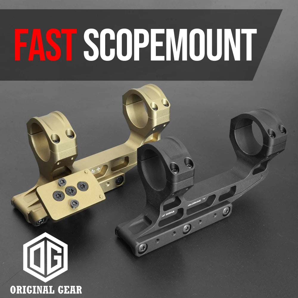 Tactical Fast  LPVO Scope Mount 30mm Tube With Offset Mount Plate For Red Dot Sight ,FDE And Black Color