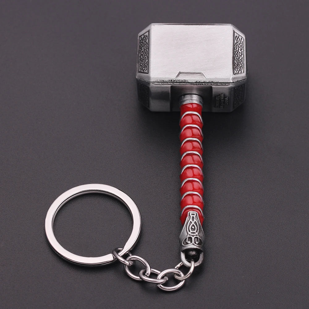 The Avengers Thor Hammer Metal Key Chain Marvel Keyring Men Women Key Holder Car Keychain Accessories Toys Gift