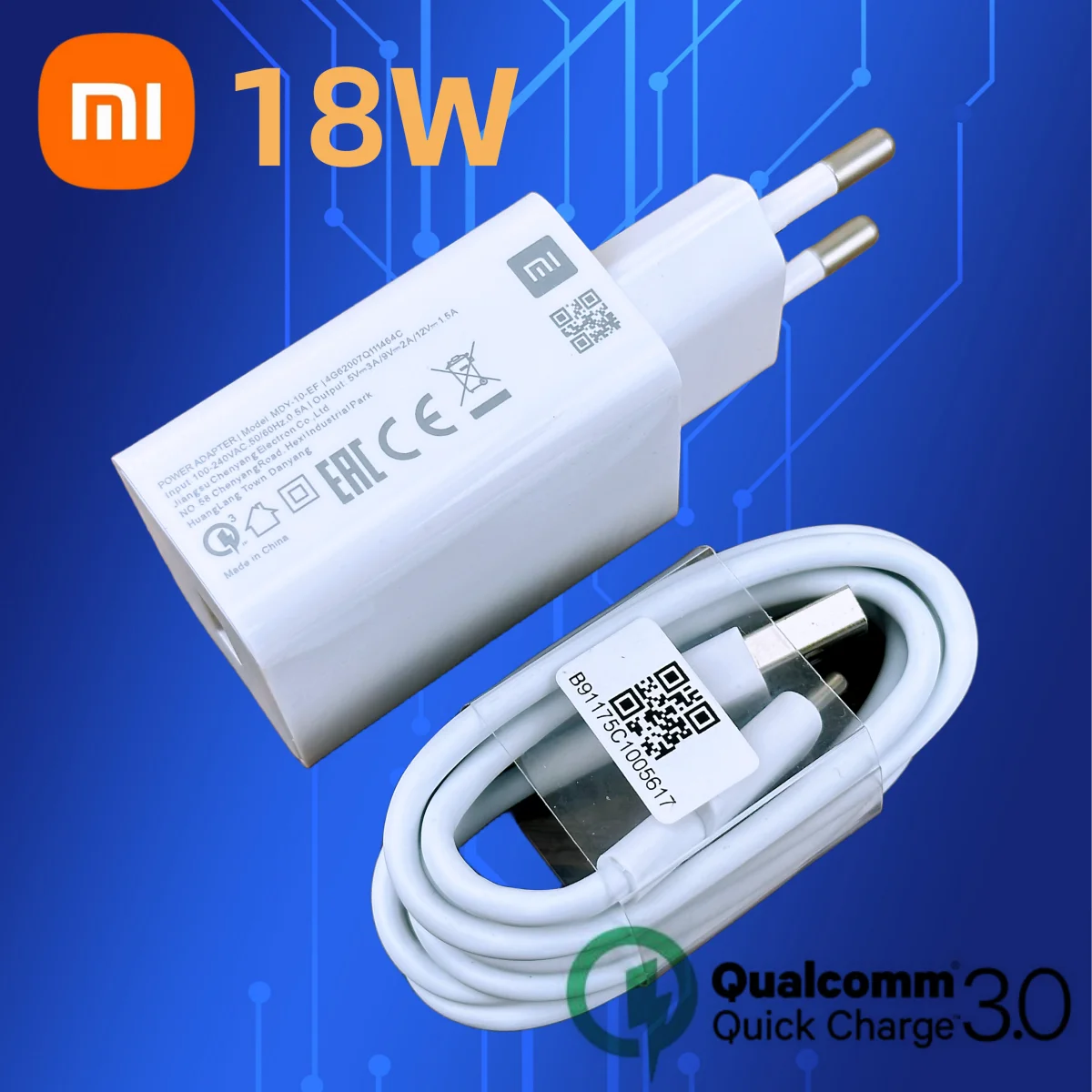 Original Xiaomi 18W Charger Fast Charge QC 3.0 EU Adapter For Redmi 12 10C 13R 12R Note 8 Pro 9 9T Poco M3 C40 Usb Type C Cable