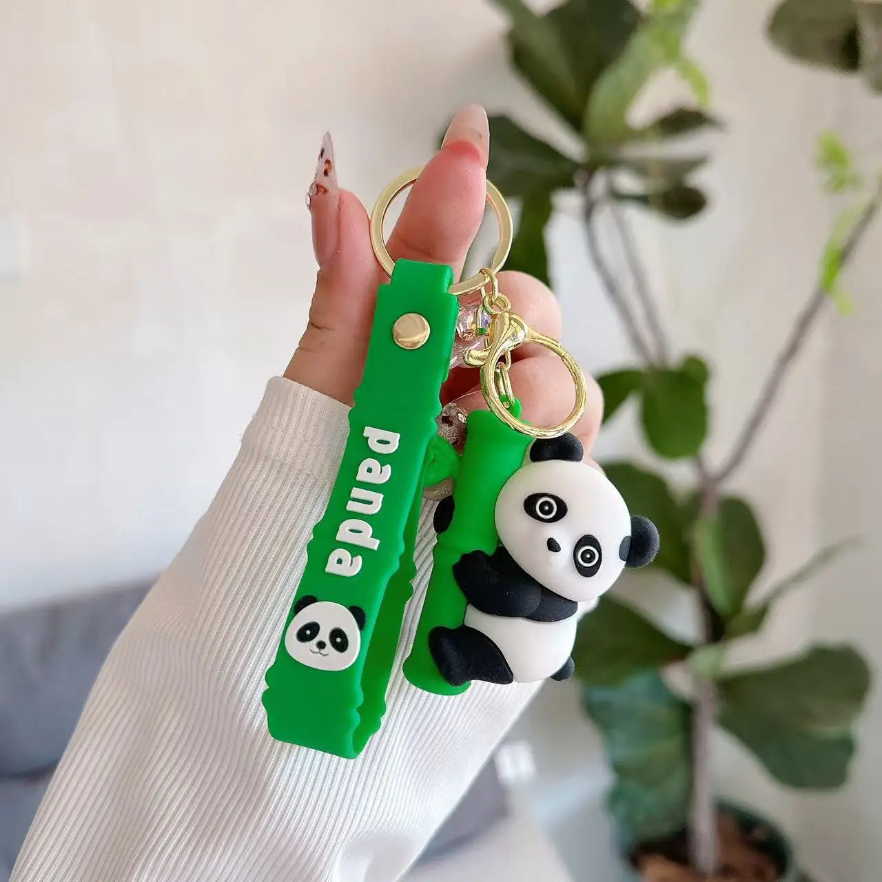 Cute Panda Keychain PVC Cartoon Keyring Creative Gift for Students Backpack Accessories