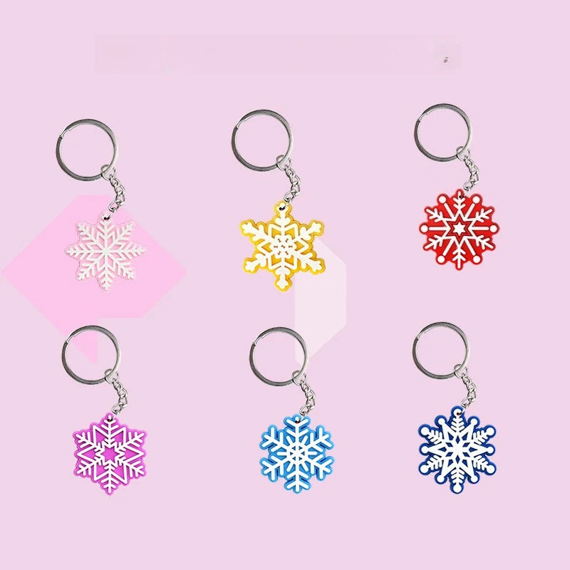 Snowflake Series Keychain New 2D PVC Soft Rubber Backpack Decoration Christmas Gift Car Free DIY Keychain Accesorios Bag Charm