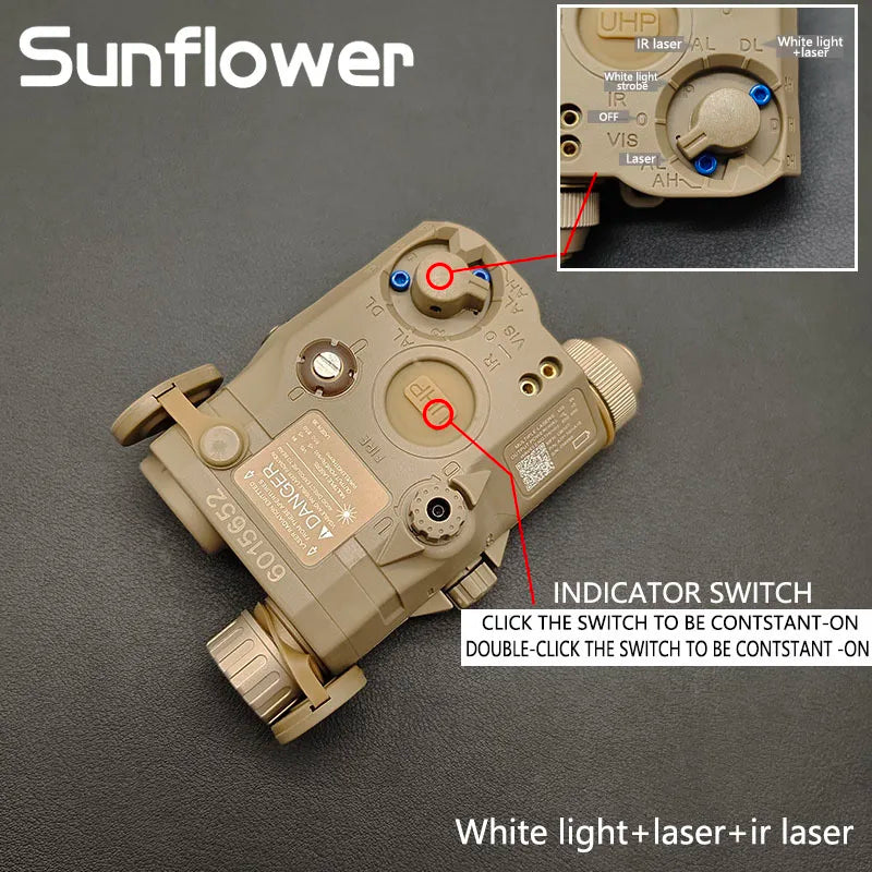 Tactical PEQ15 Red Green IR Laser Dot Sight Aiming Laser White LED Scout Light For 20mm Rail Airsoft Hunting Weapon Light PEQ-15