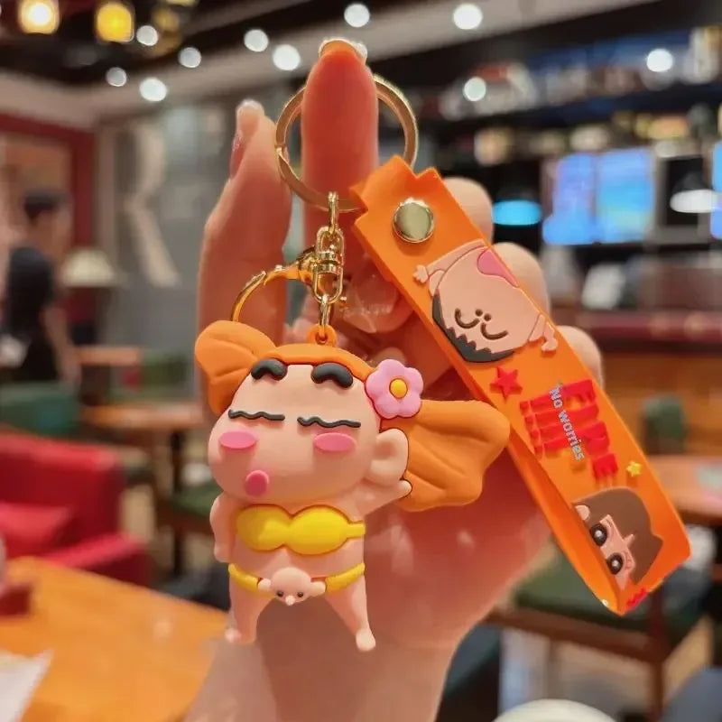 Cartoon Crayon Shinchan PVC Keychain Cute Transformation Doll Bag Pendant Gift Keychain Collectible Toys Backpack Decoration