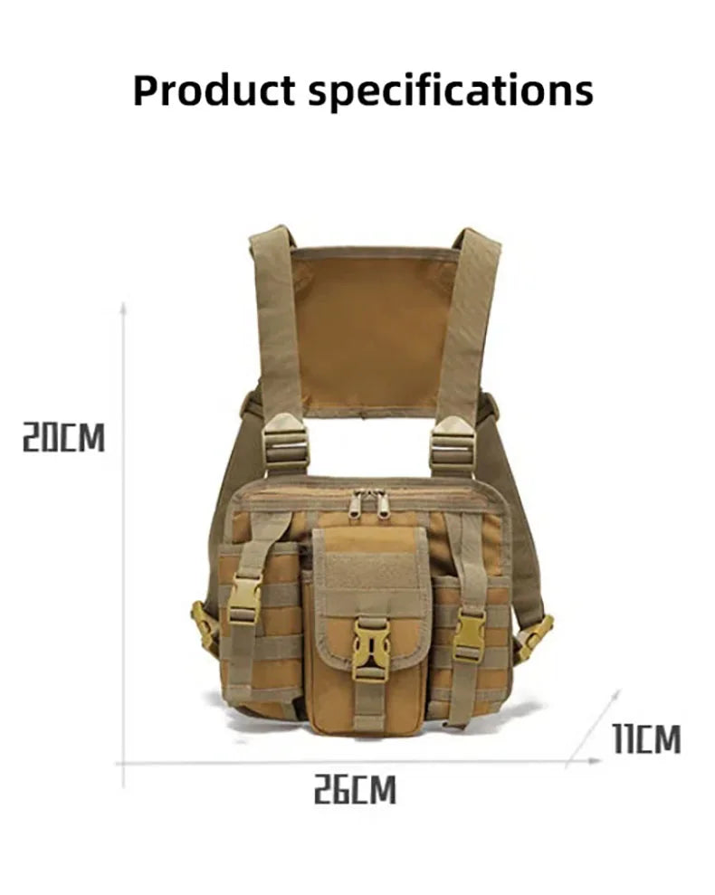 Men's Fishing Chest Bag Tactical Molle Lures Waist Pack Outdoor Hiking Climbing Backpack Large Sports Hunting Vest Fanny Pack