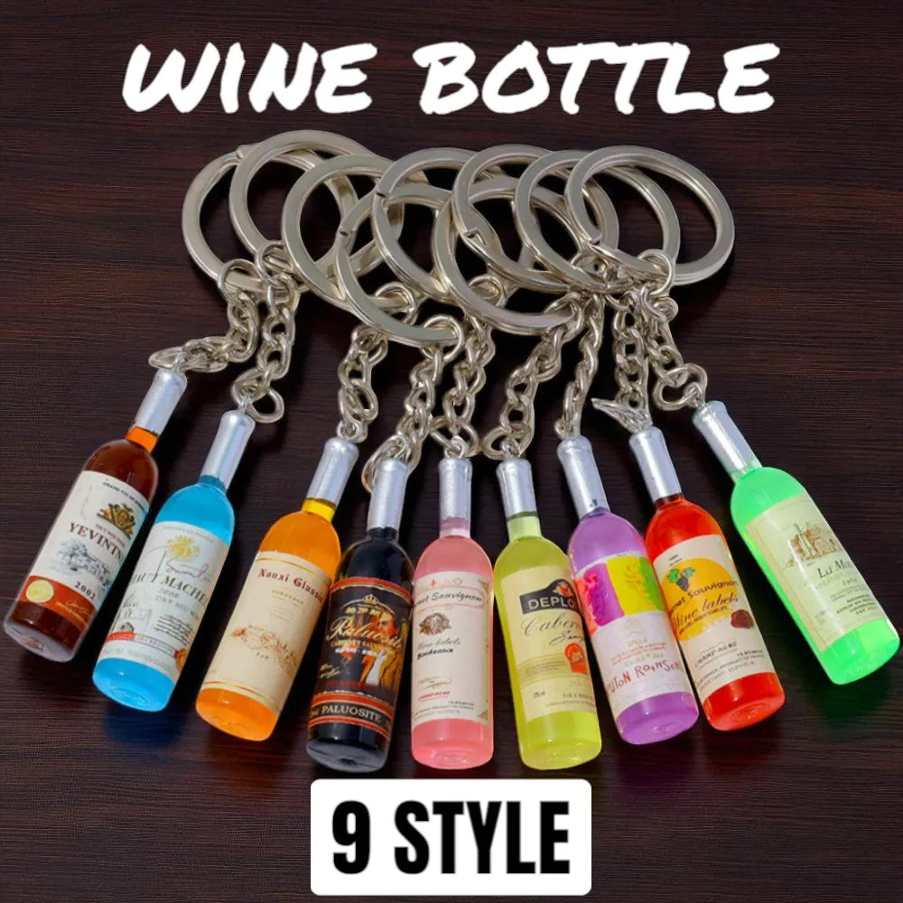 1PC Trendy Acrylic Simulated Wine Bottle Keychain for Man with Cool Charm, Decorative Accessory for Keys,Bags & Backpacks Gift