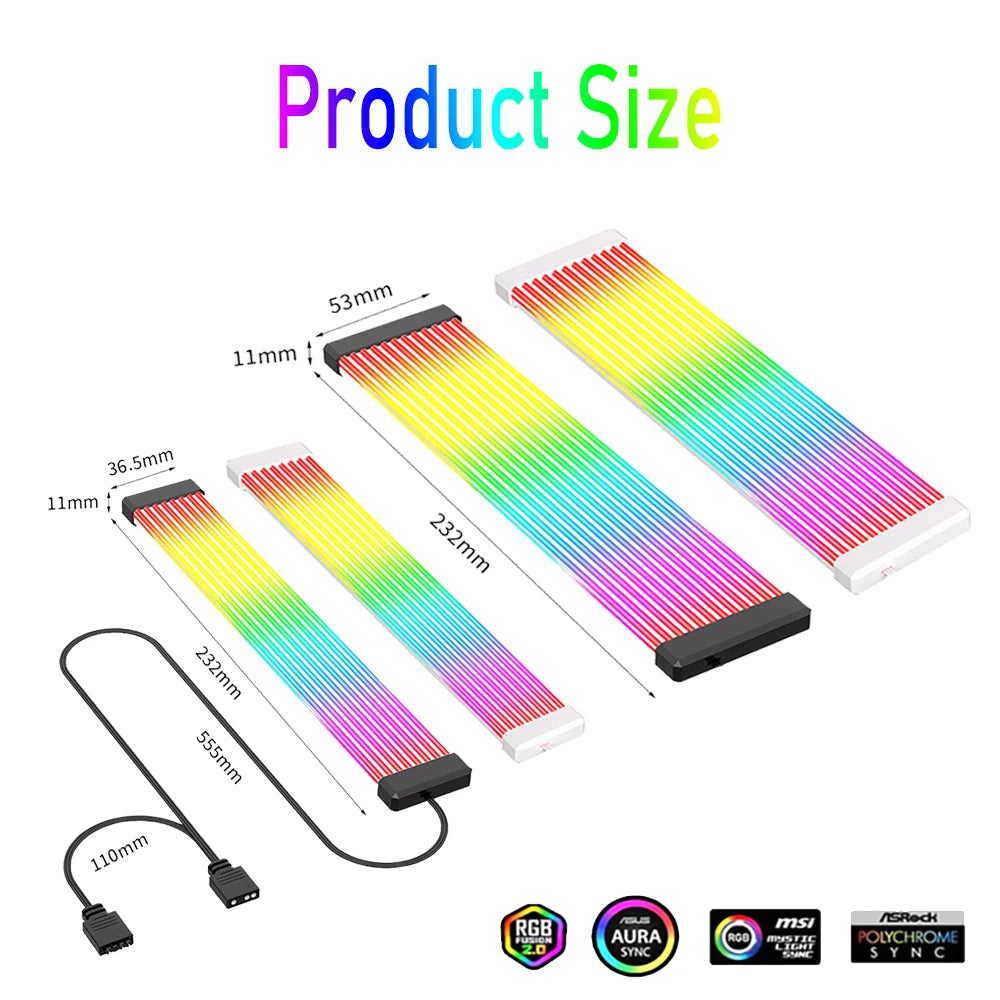 ARGB Sync Board for PC Power Supplies 24-pin GPU Graphics Cards 8-pin Cables and Chassis Illuminated Neon Cables RGB LED Strips