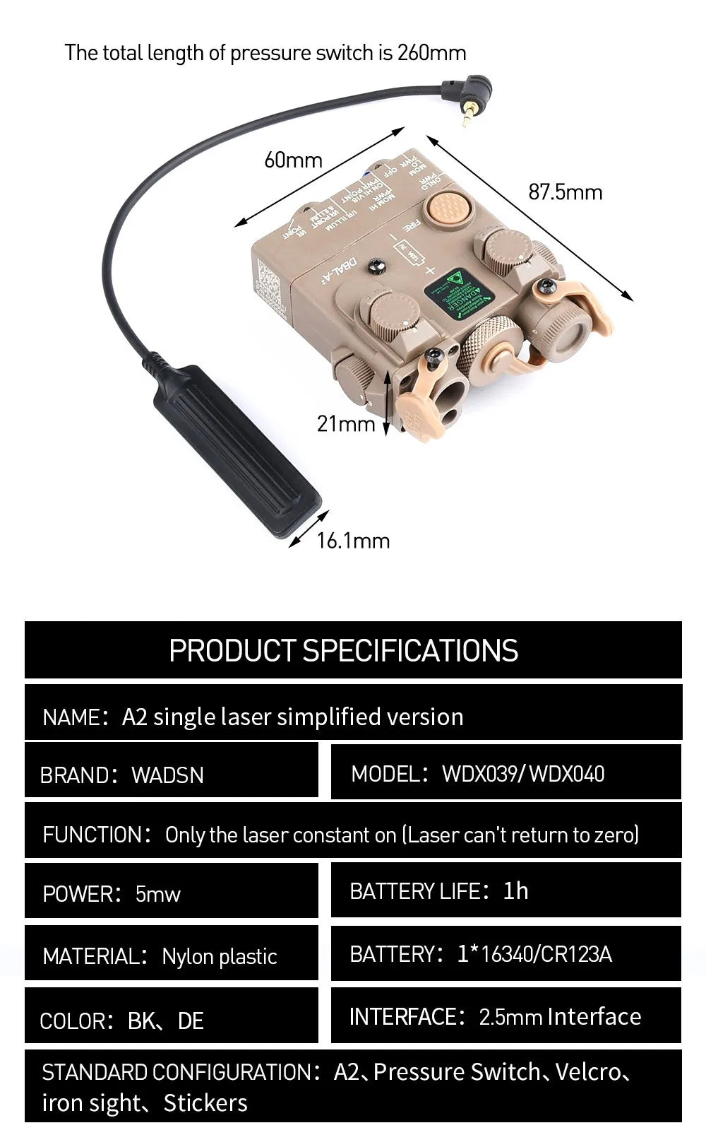 WADSN Tactical DBAL Red Dot Indicator Dbal A2 Green Pointer Singal Laser Airsoft DBAL-A2 Hunting Scout Light Fit 20mm Rail