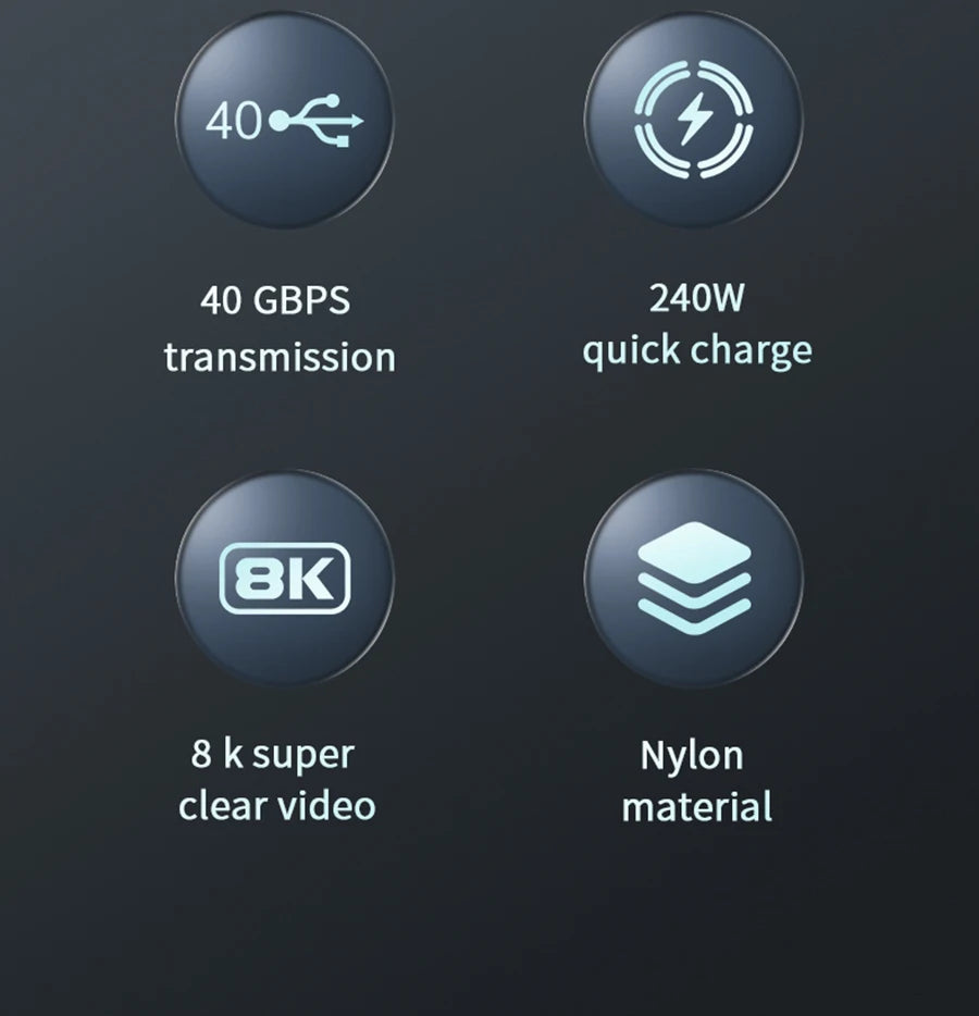 UGOURD USB4 Cable 40Gbps 240W Thunderbolt 4 Type C Fast Charging Cable Thunderbolt3 USB C to C Data Transfer  Cable For eGPU