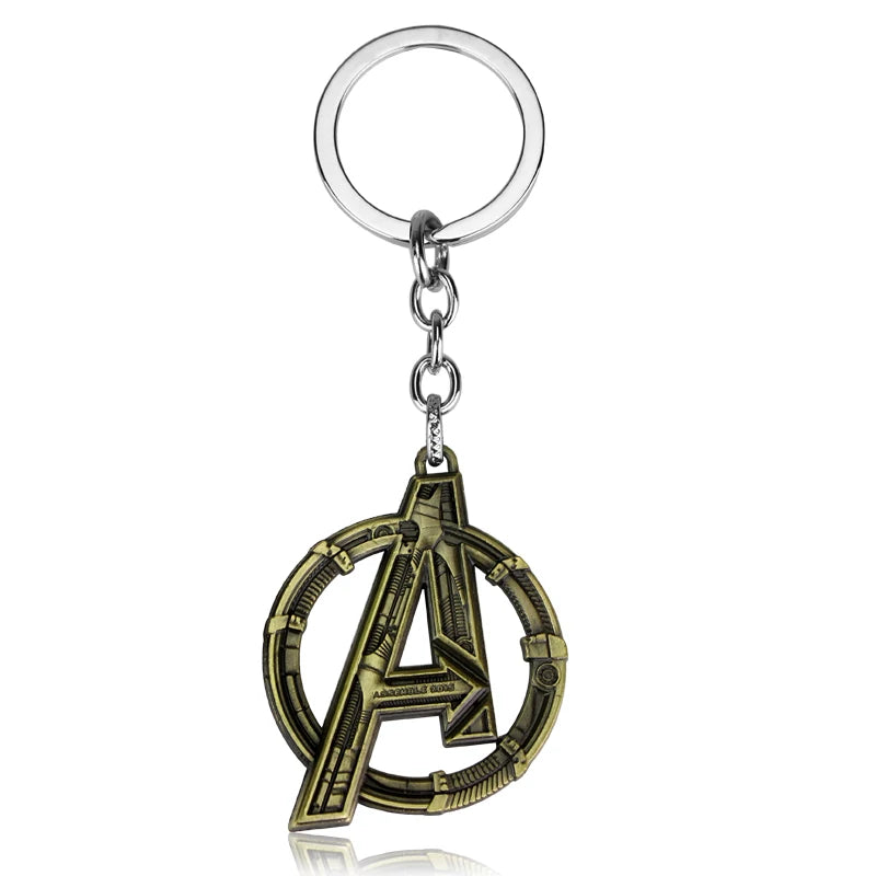 Marvel Superhero Keychain Avengers Logo Badge Metal Vintage Pendant Keyring Car Backpack Key Holder Jewelry Accessories Gifts