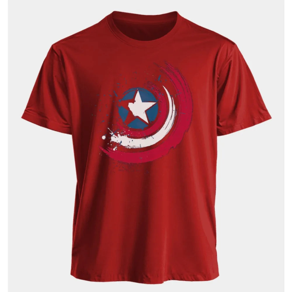 Marvel Men's and Women's T-shirts Captain America Summer Spring and Autumn New Classic Oversized Sporty Trendy Short-sleeved