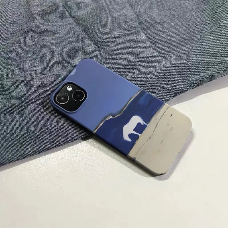 Ins Korean Blue Seaside Horse Phone Case for IPHONE 17 Air 16E 15 PROMAX 14 Plus 13 12 MINI 11 PRO 16Plus XR Acrylic Phone Cover