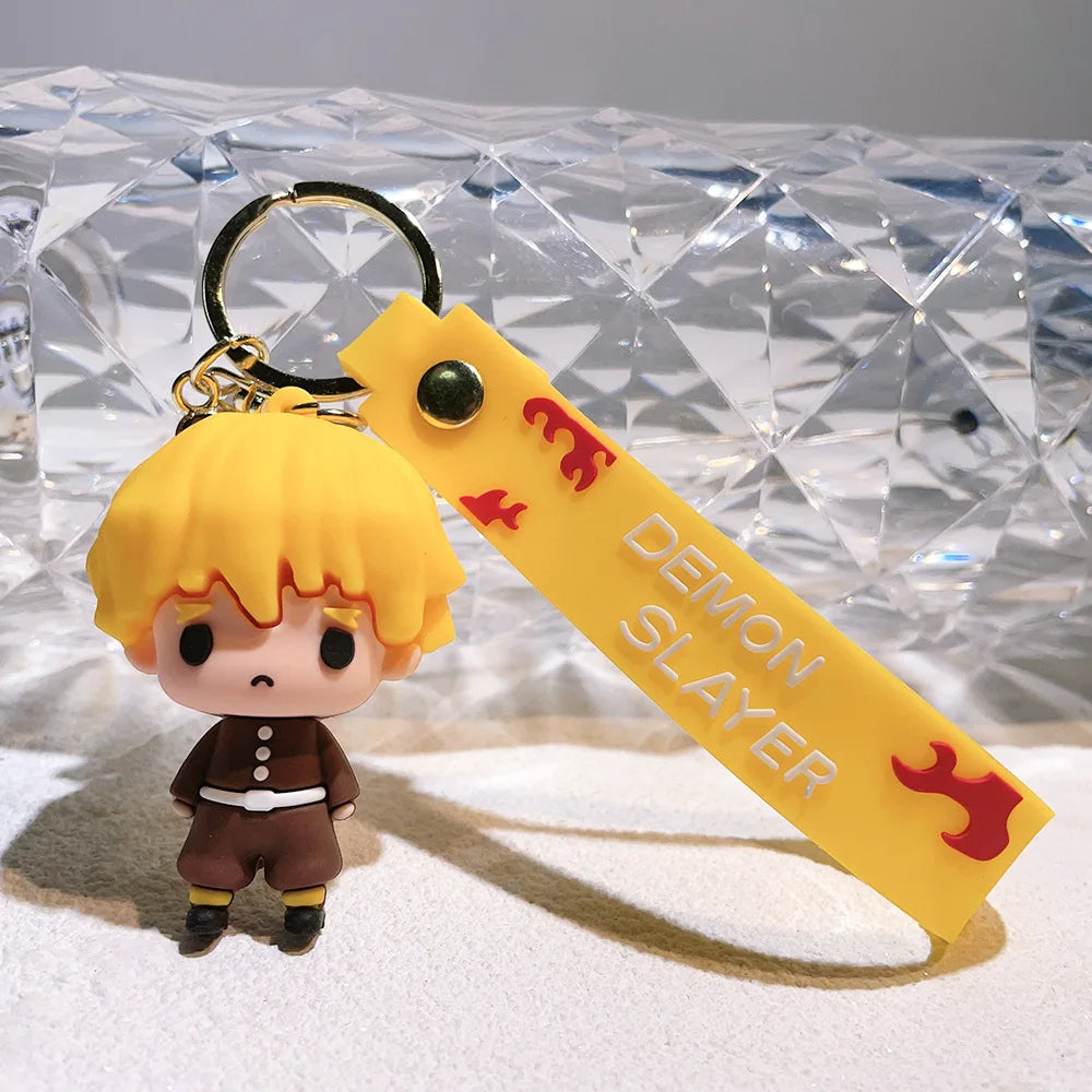 Anime Demon Slayer Pendant Keychain Cute Kamado Tanjirou Rengoku Kyoujurou Keychain Cosplay Keyring Souvenir Gift