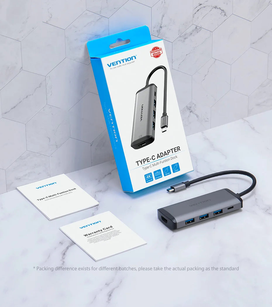 Vention  5 in 1 USB C Hub 4K HDMI USB 3.0 HUB PD Multiport Adapter for MacBook Pro/Huawei Mate 60/iPad Pro Splitter USB HUB